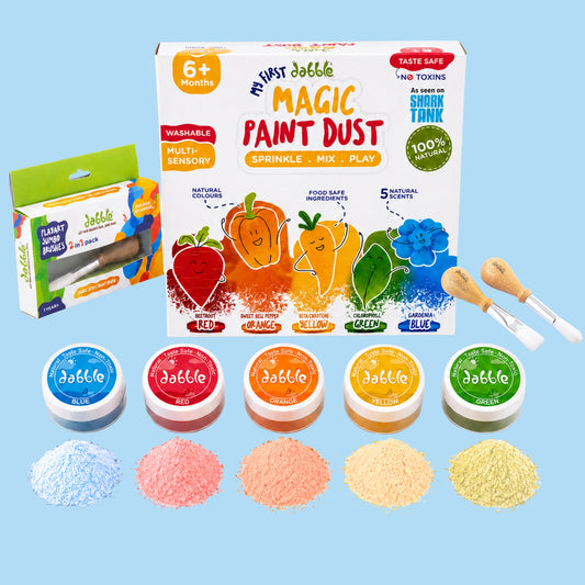 Magic Paint Dust + Jumbo Brush Combo Kit – Baby’s First Painting Kit