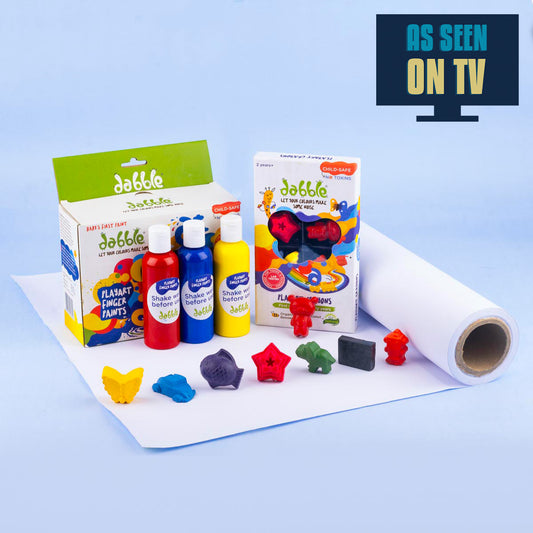 Dabble Combo Pack | Crayons + Finger Paints + Art Roll