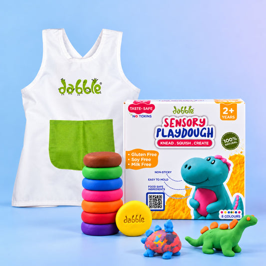 Little Maker’s Set | Dabble Sensory Play Dough + Painting Apron