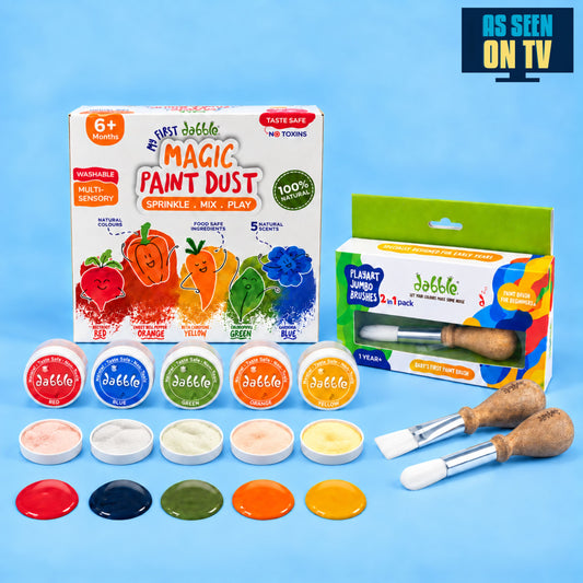 Magic Paint Dust + Jumbo Brush Combo Kit – Baby’s First Painting Kit