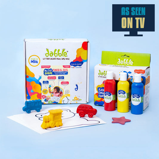 My first dabble Touch & Feel Colouring pages for toddlers + Baby's First Finger Paints