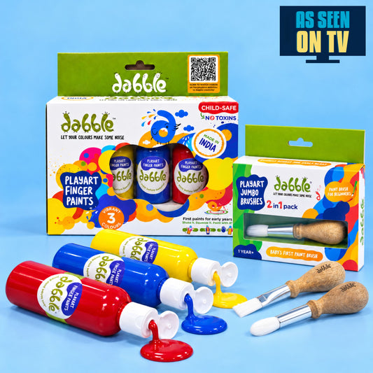 Toddler's First Painting Set | Finger Paints + Jumbo Brushes