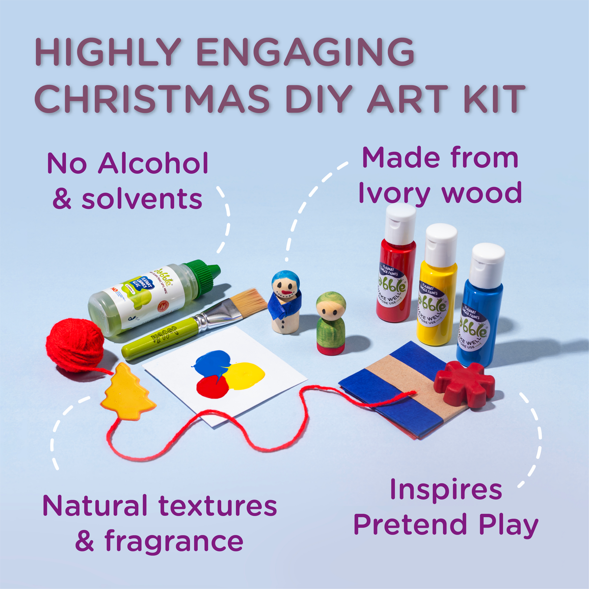 Christmas DIY Wooden doll kit Promotes Pretend Play Dabble PlayArt
