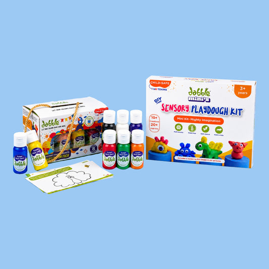 Dabble Creative Explorer Combo – DIY Sensory Playdough Kit + Starter Finger Painting Fun Pack