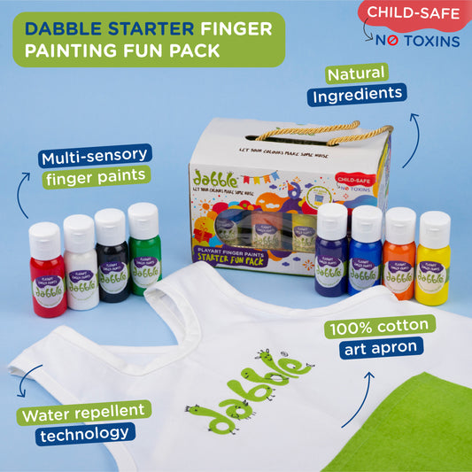 Dabble Starter Finger Painting Fun Pack + Apron ComboKit