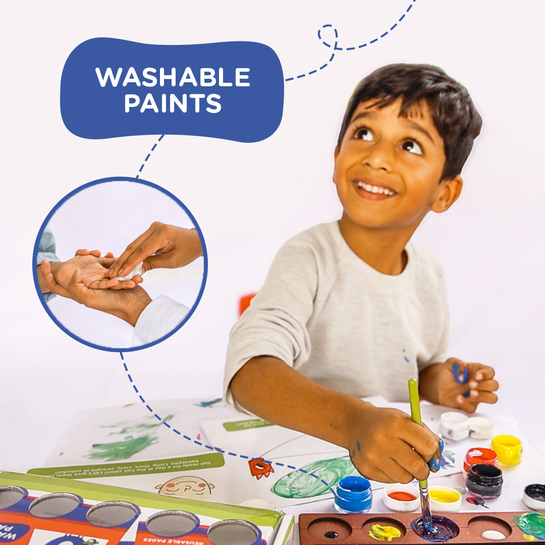 Washable Paints + Reusable Colouring Pages