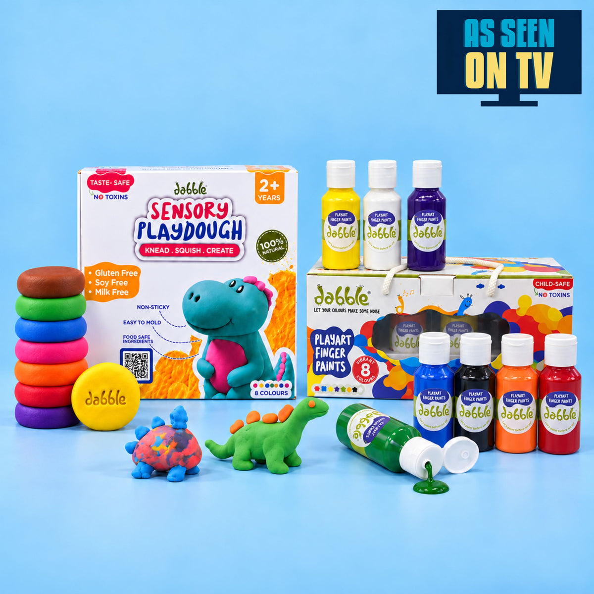 Dabble Finger Paints + Sensory Playdough Bestseller Combo
