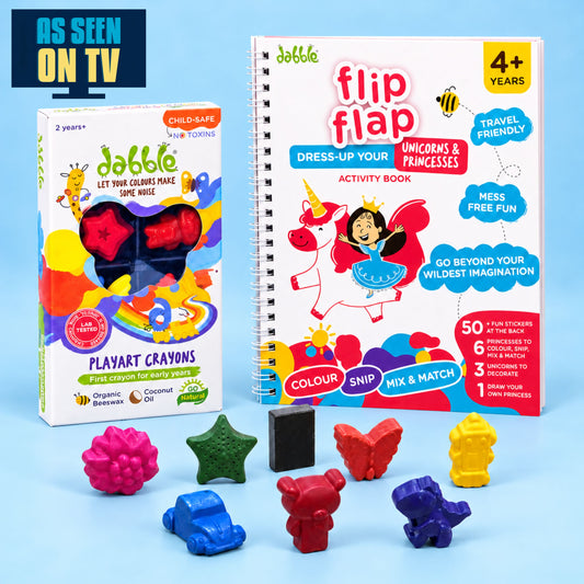 Flip Flap Crayon Play Pack Unicorn & Princesses Themed | Activity Book with Crayons |