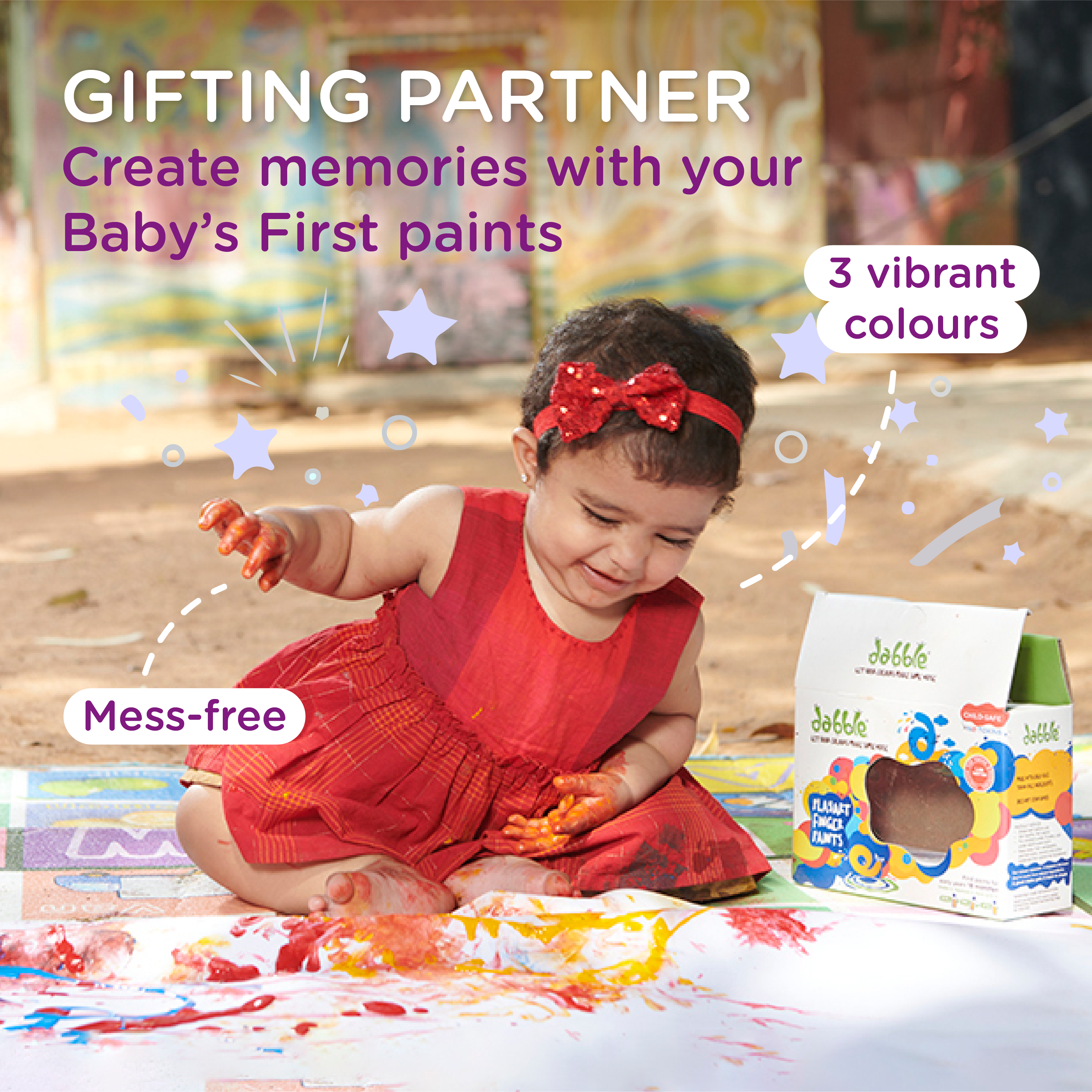 3 Canvas Set with Baby Safe Finger Paints