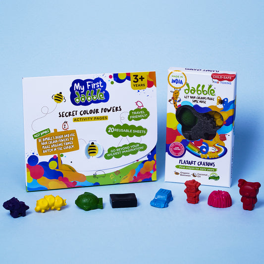 Dabble Reusable Colouring Pages + Crayons Combo Kit