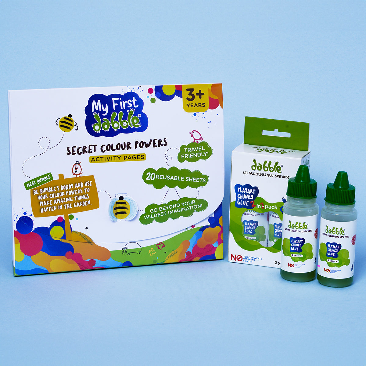 Dabble Reusable Colouring Pages and Glue Combo Gift Kit for kids