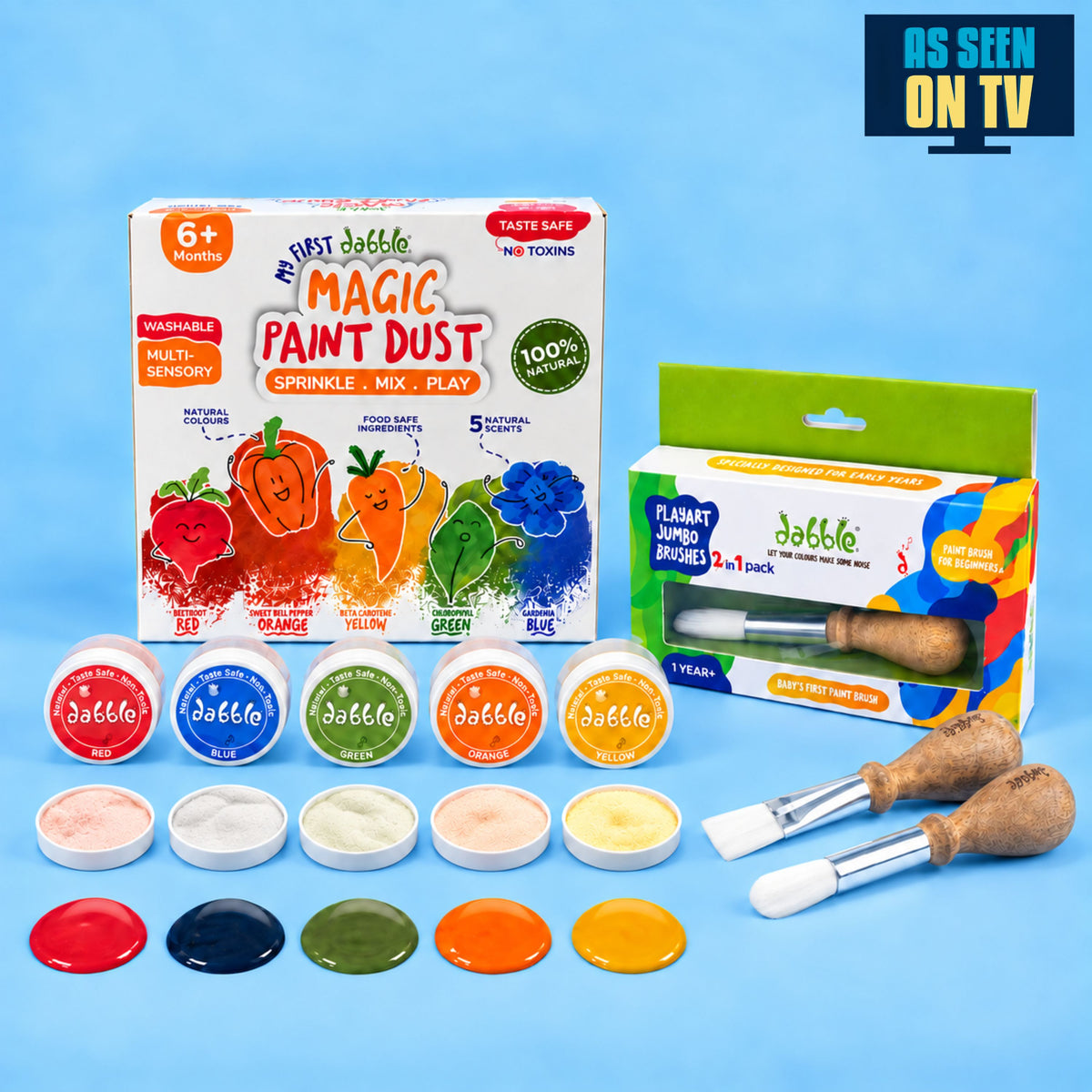 Magic Paint Dust + Jumbo Brush Combo Kit – Baby’s First Painting Kit