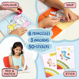 Flip Flap Crayon Play Pack Unicorn & Princesses Themed | Activity Book with Crayons |