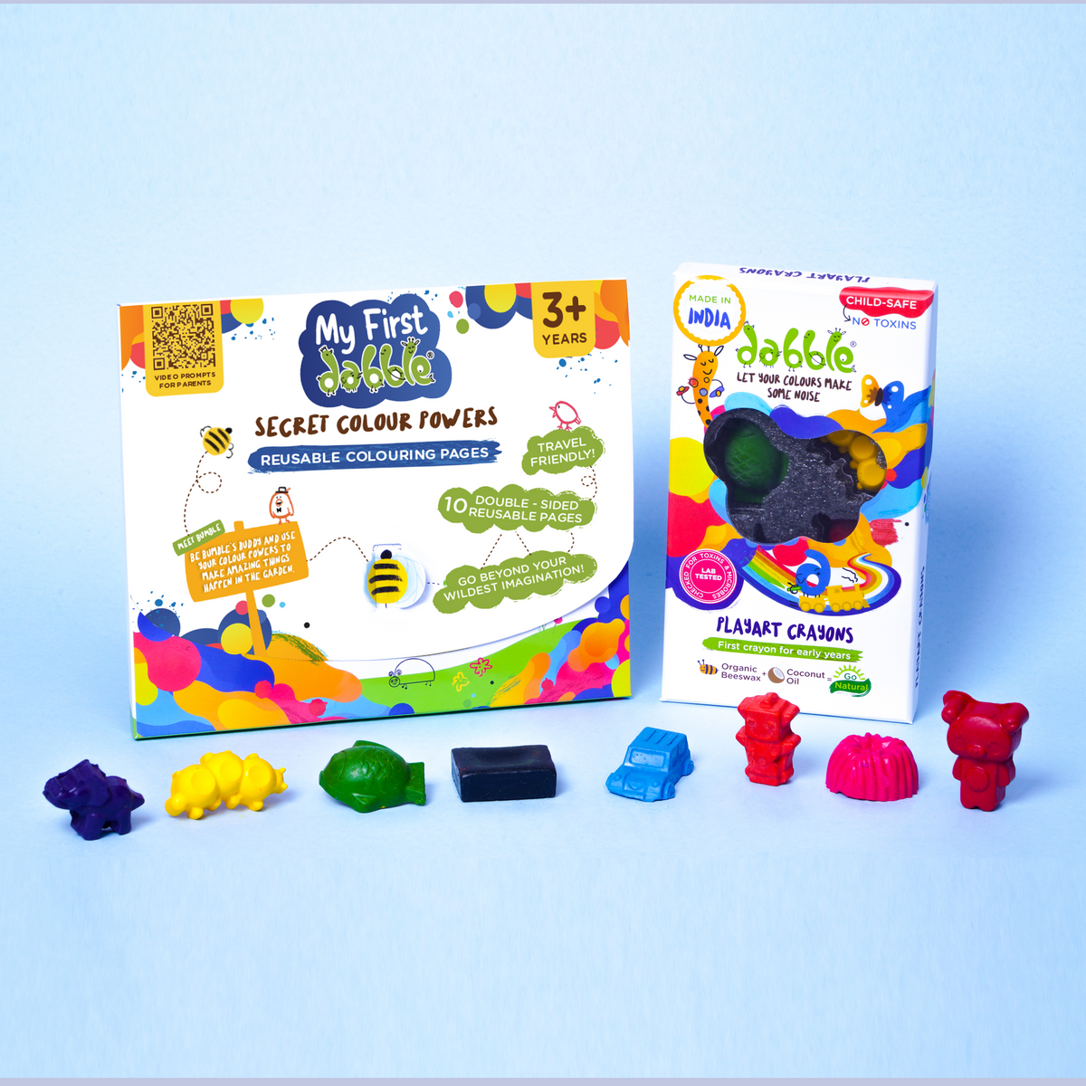 Dabble Reusable Colouring Pages + Crayons Combo Kit