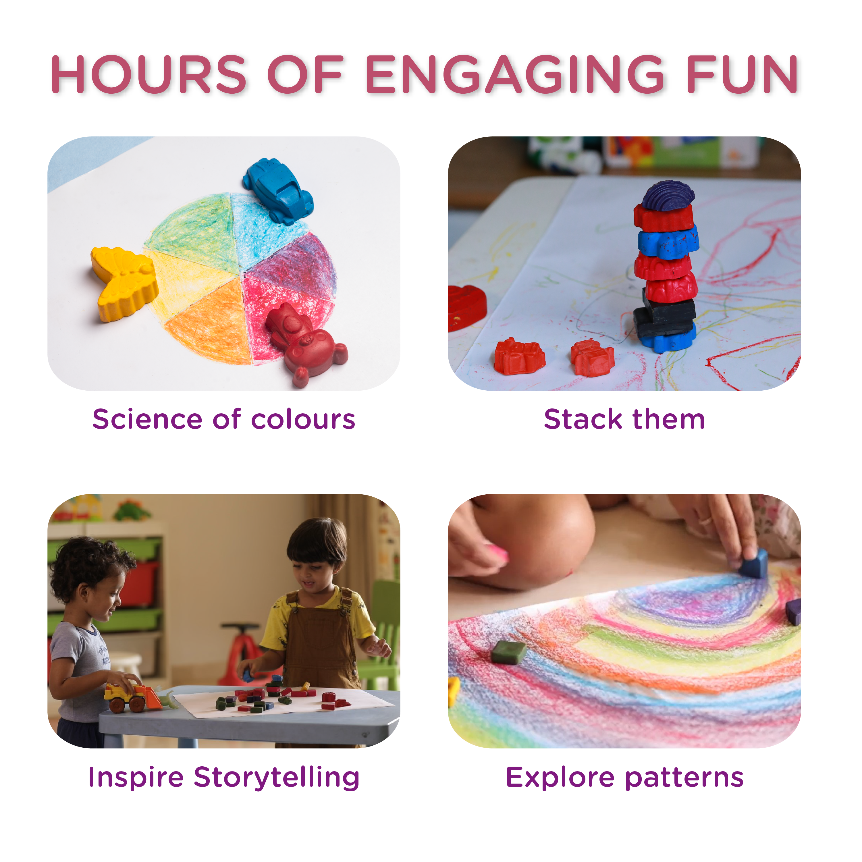 Inspires multi-sensory colouring experience